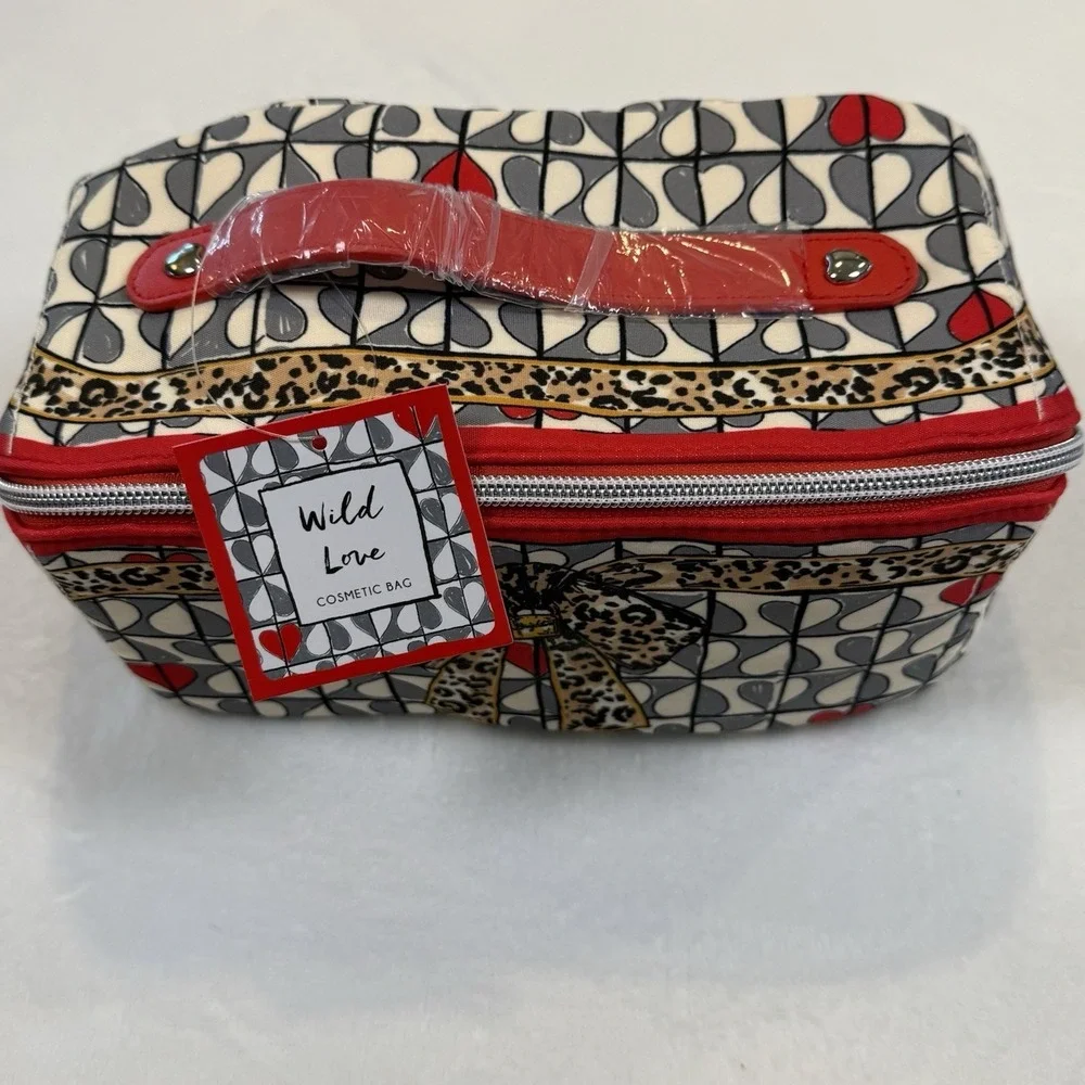 NWT Brighton Wild Love Cosmetic Bag Travel Bag Hearts Leopard Brighton